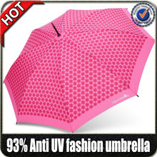 23 inch promotional popular fashionable fiberglass sun protection lady's red auto open straight umbrella